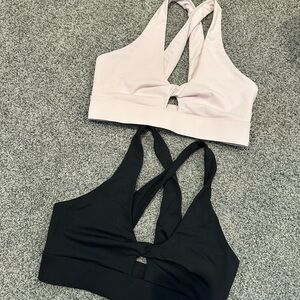 Fabletics Cross-Back Bralettes in Blush Pink and Black